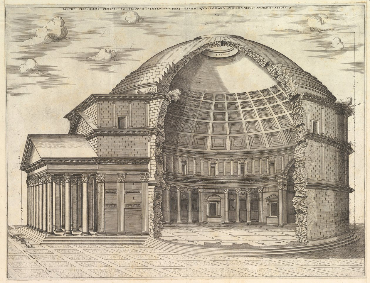Speculum Romanae Magnificentiae: O Panteão, separado para mostrar o interior, 1553. de Unbekannt