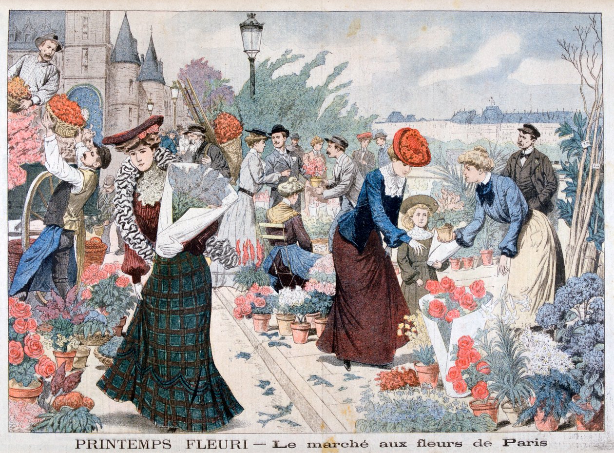 Flores da Primavera em um mercado, Paris, 1903 de Unbekannt
