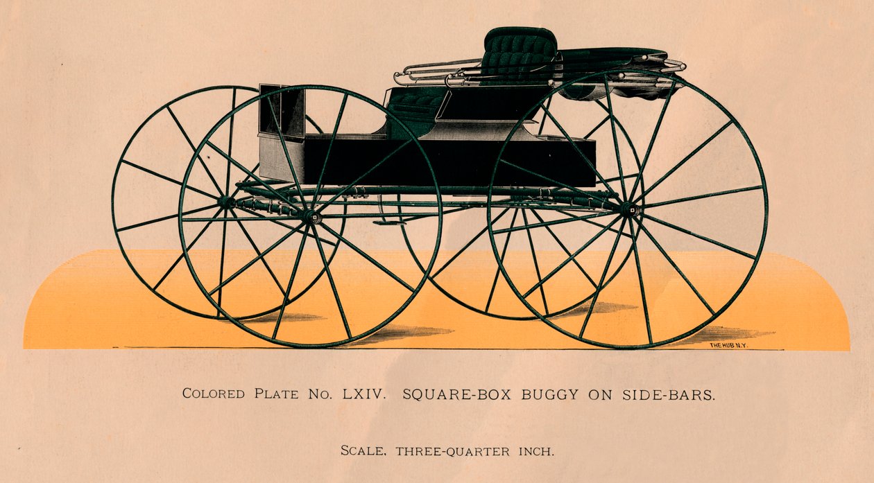 Buggy de caixa quadrada em barras laterais, 1885. de Unbekannt