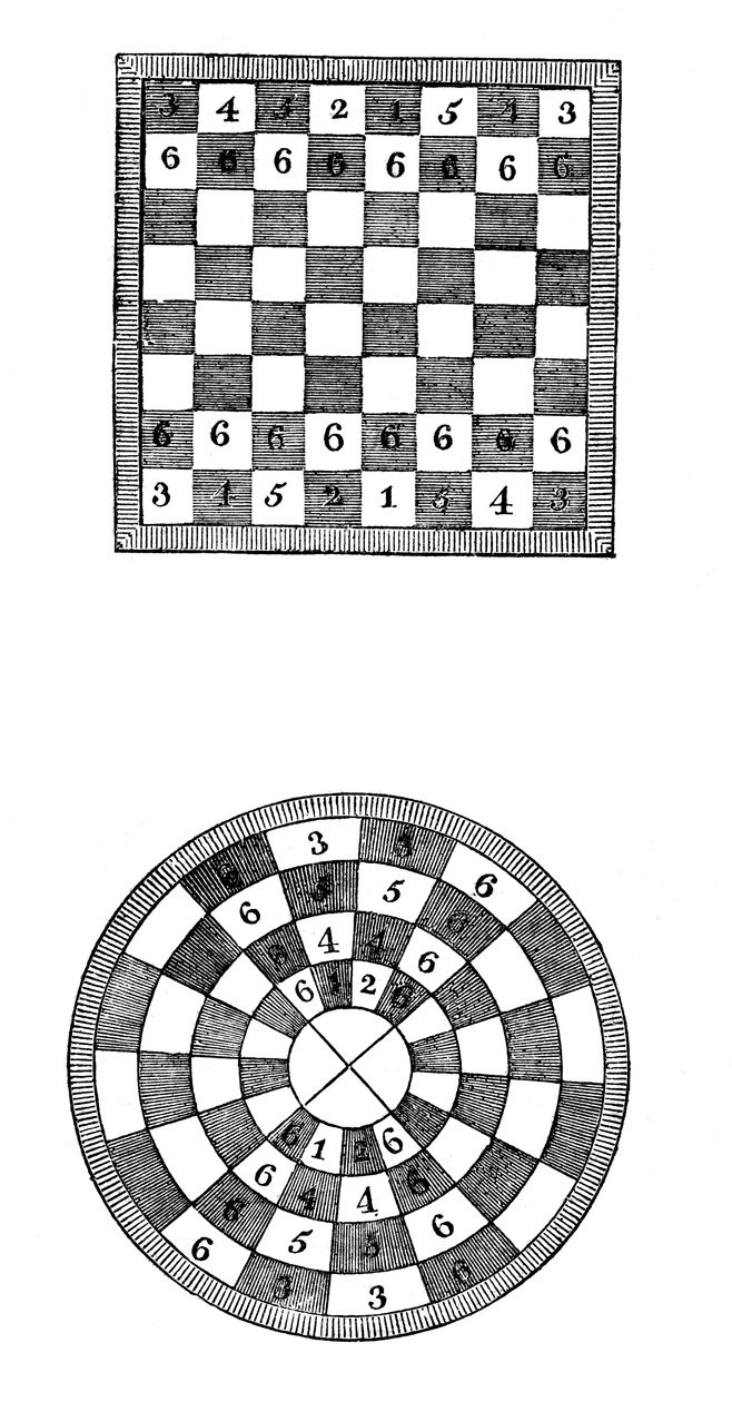Tabuleiro de xadrez quadrado e circular, século XIV, 1833 de Unbekannt