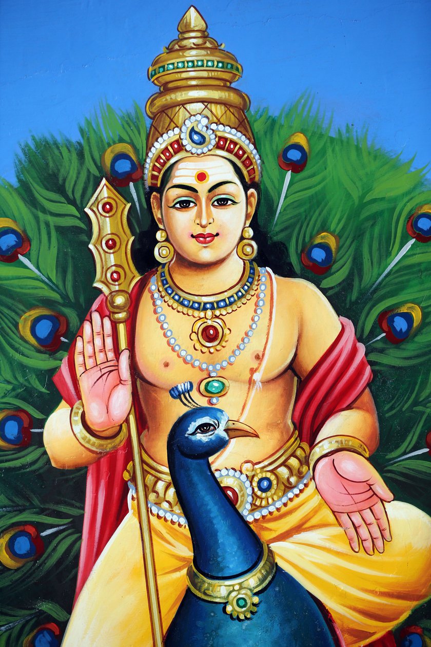 Templo hindu do Sri Mariamman. Karthikeya também conhecido como Murugan, Skanda e Subramnya é o deus hindu da guerra, 20160817, Singapura, Singapura de Unbekannt