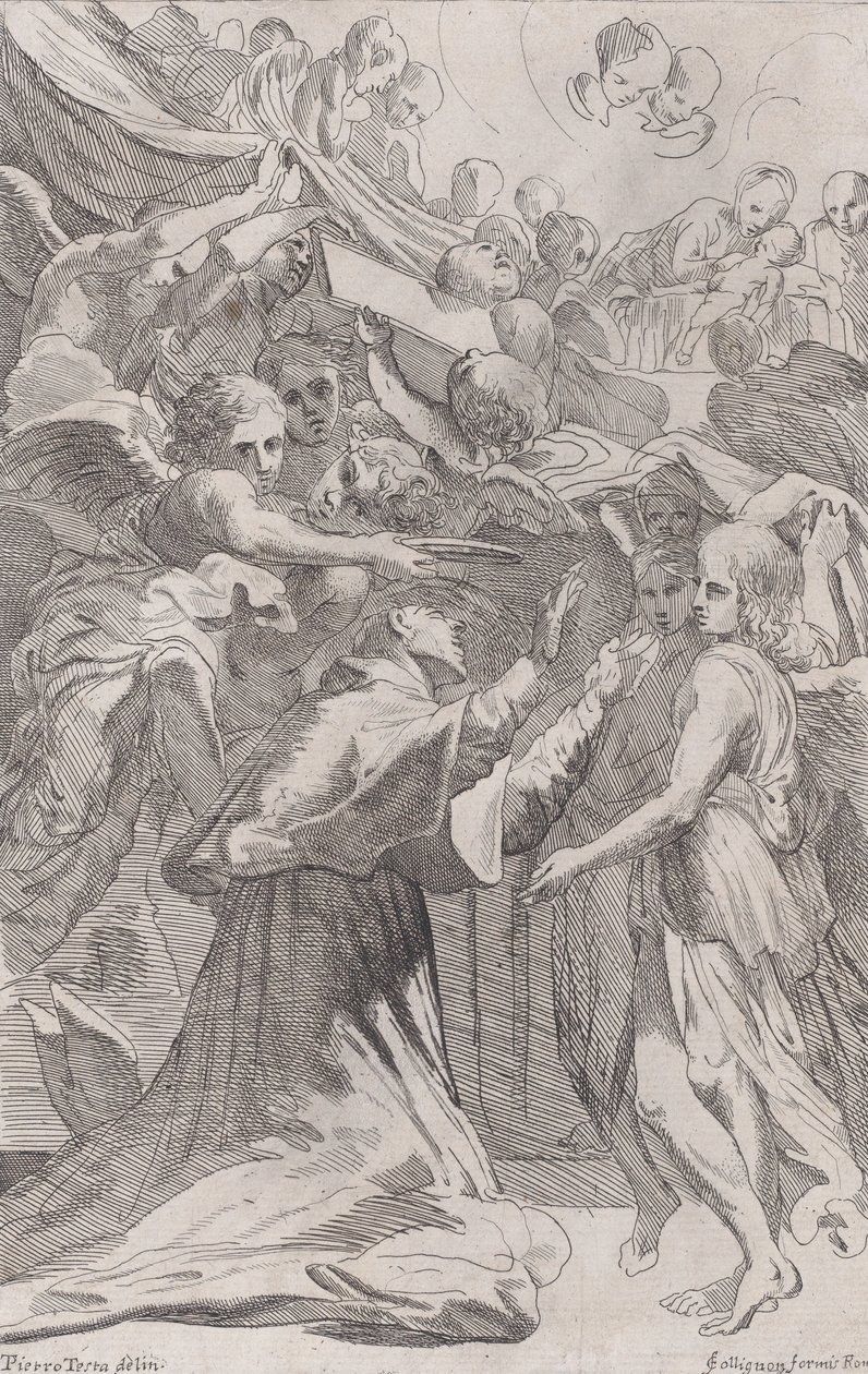 São Carlo Borromeo cercado por anjos, 1650-70. de Unbekannt
