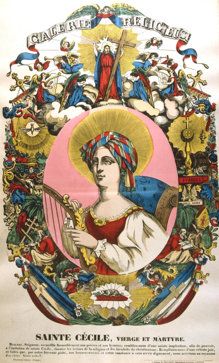 St Cecilia ou Cecile, lendário mártir romano, século XIX de Unbekannt