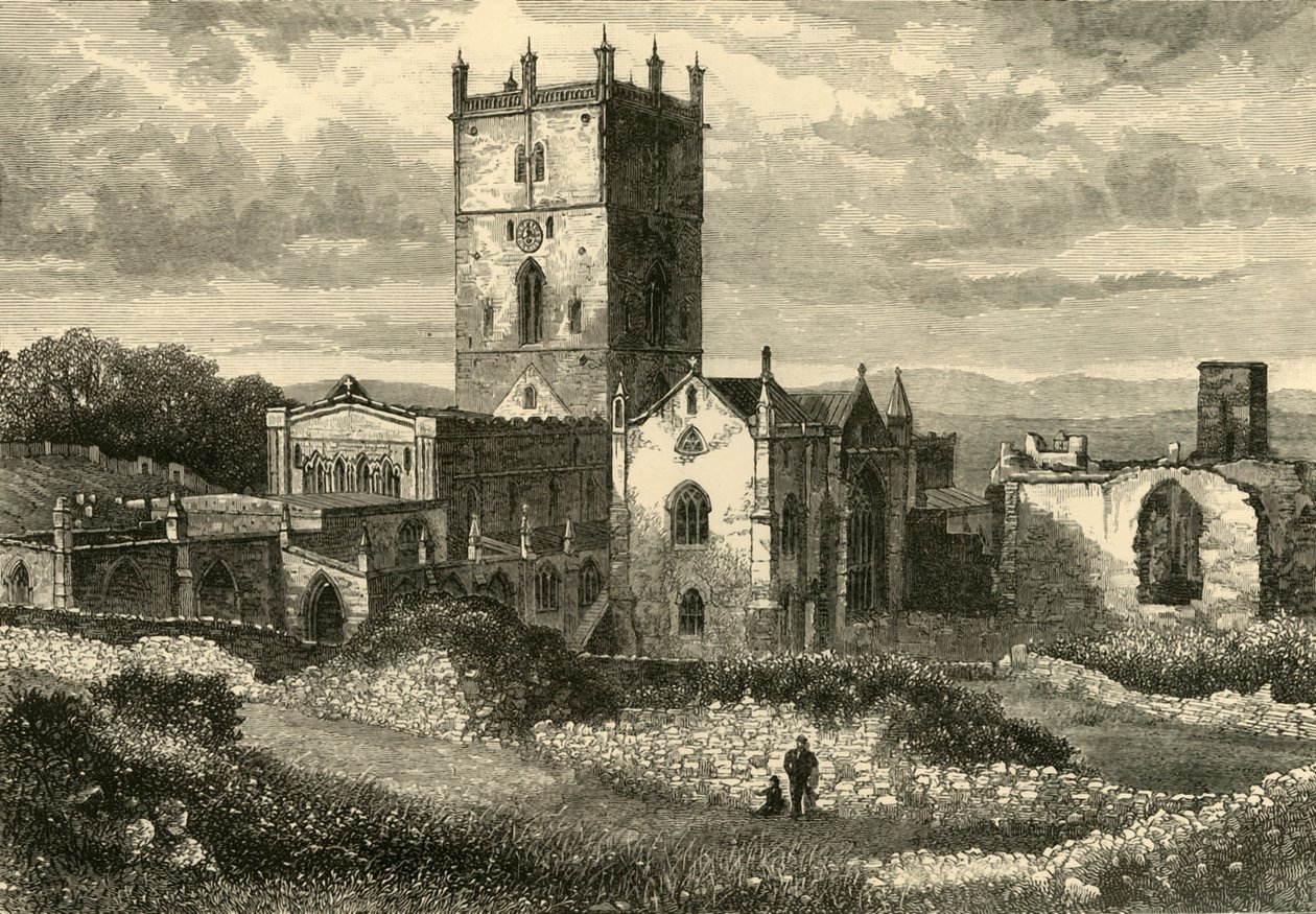 Catedral de St. Davids e o Colégio, do nordeste de 1898. de Unbekannt