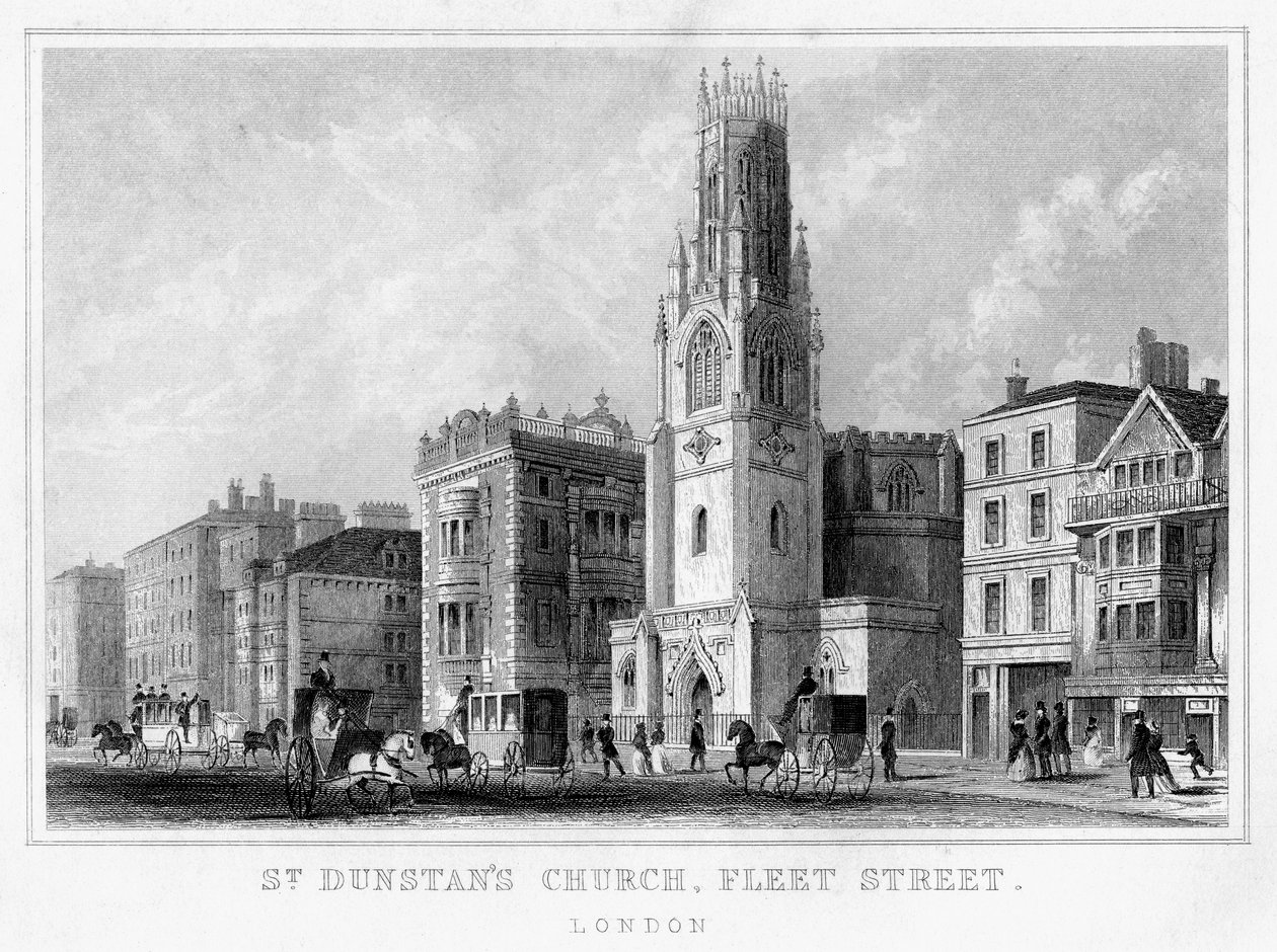 Igreja de St Dunstans, Fleet Street, cidade de Londres, século XIX de Unbekannt