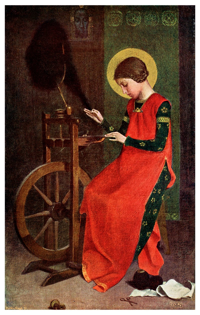 Santa Isabel da Hungria, fiação de lã para os pobres, 1901 de Unbekannt