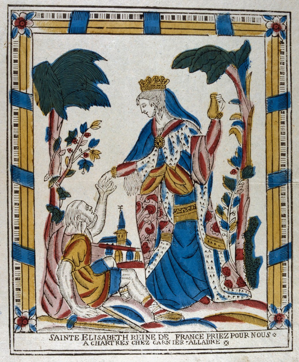 Santa Isabel da Hungria dando esmola a um mendigo do século XVIII de Unbekannt