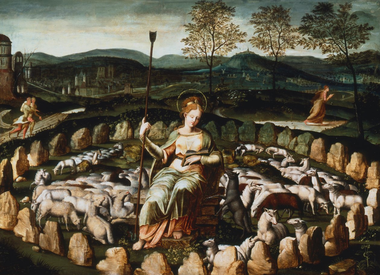 St Genevieve gardant ses moutons St Genevieve assistindo seu rebanho, século XVI de Unbekannt