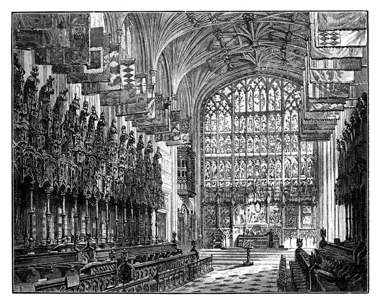 Capela de St Georges, Windsor, mostrando a Galeria Real e o Altar de Unbekannt