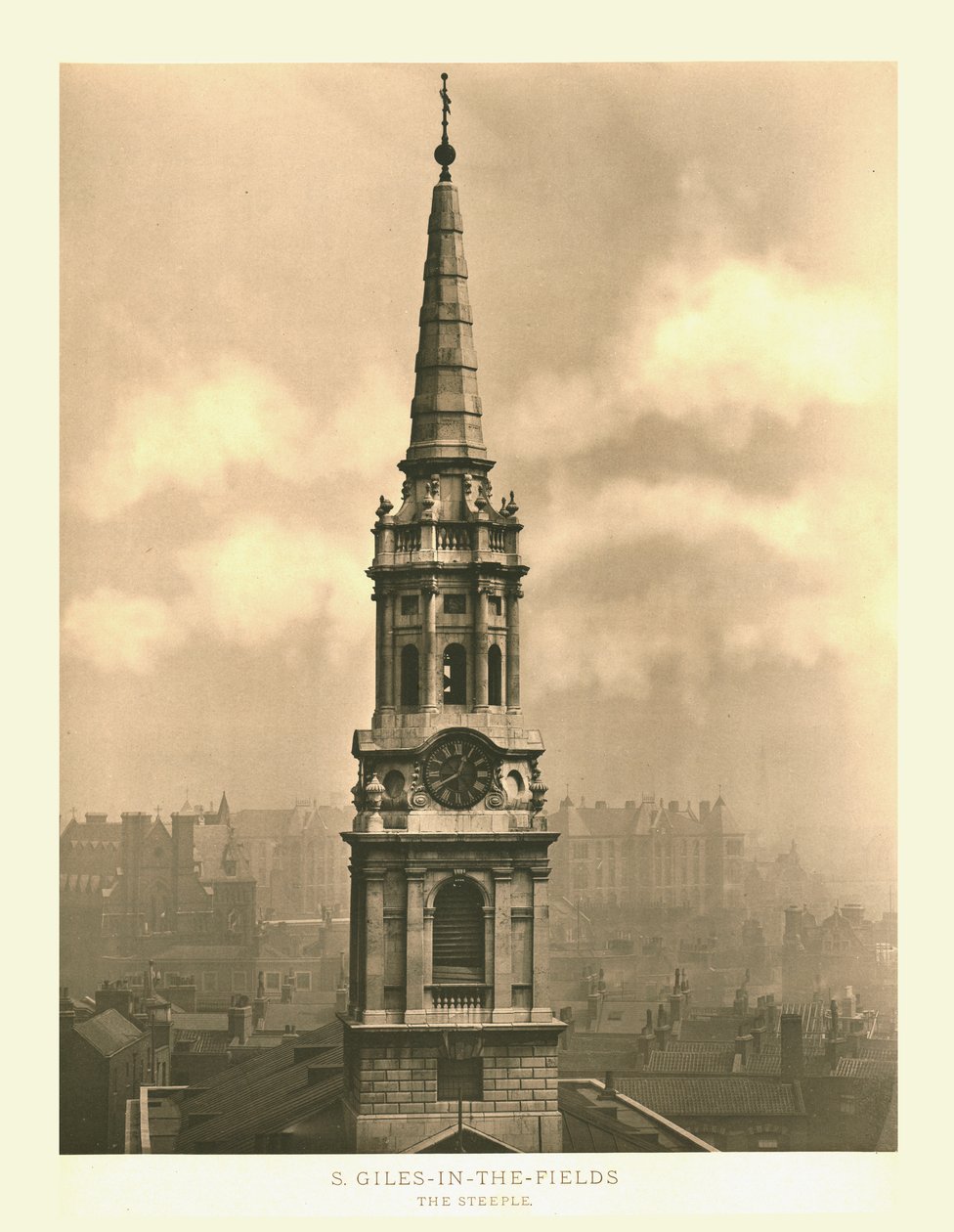 St Giles-in-the-Fields, The Steeple, meados do século XIX. de Unbekannt