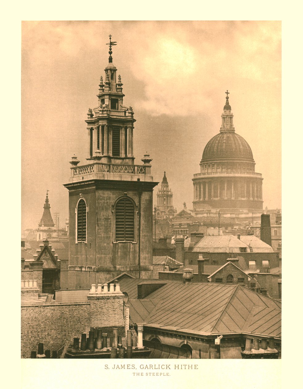 St James, Garlick Hithe, The Steeple, meados do século XIX. de Unbekannt