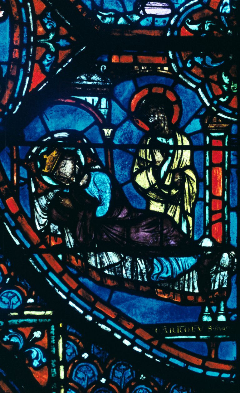 St James aparece a Carlos Magno em um sonho, vitral, Catedral de Chartres, França, c1225 de Unbekannt