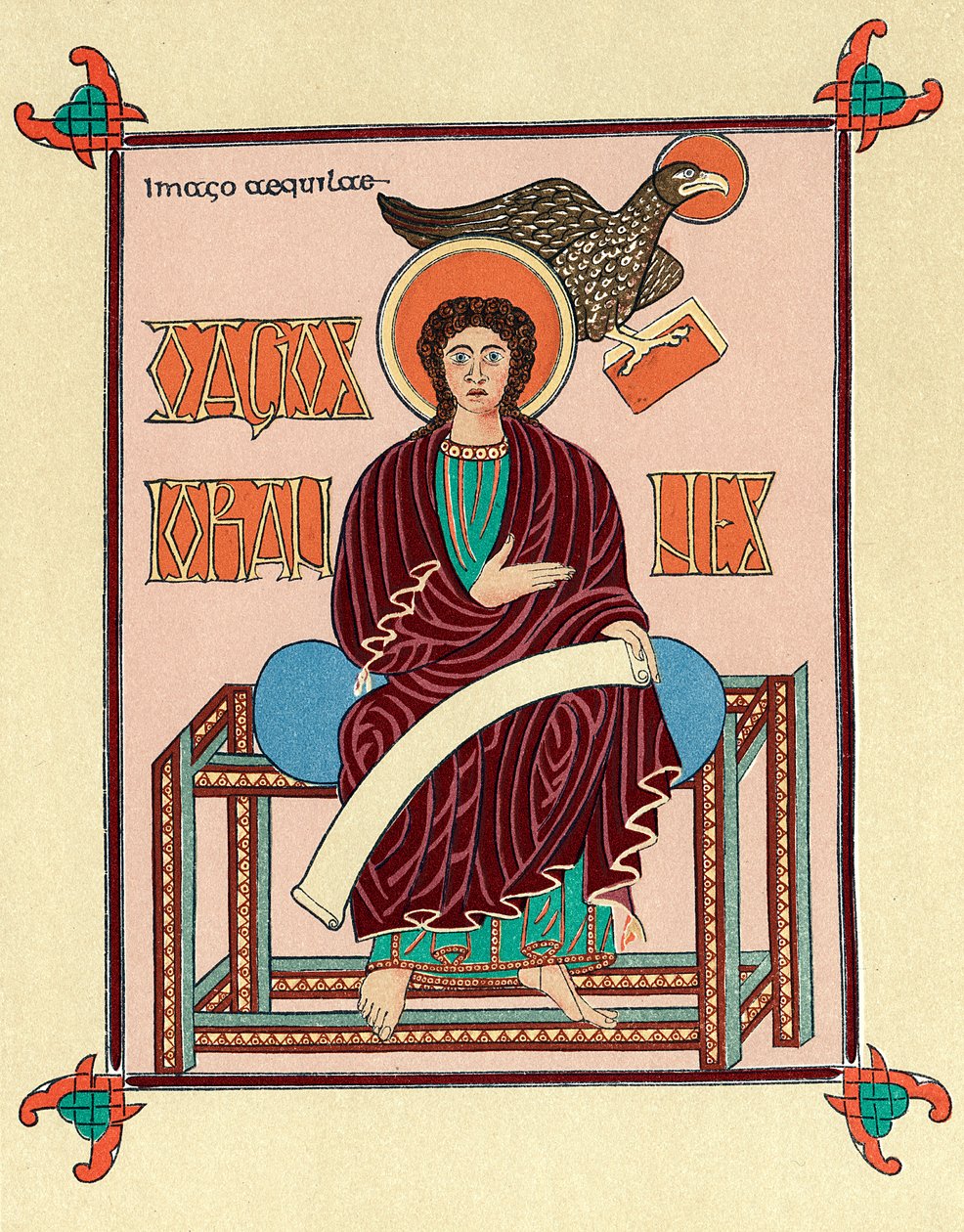 São João Evangelista do Livro do Evangelho de Lindisfarne Durham, c720 de Unbekannt