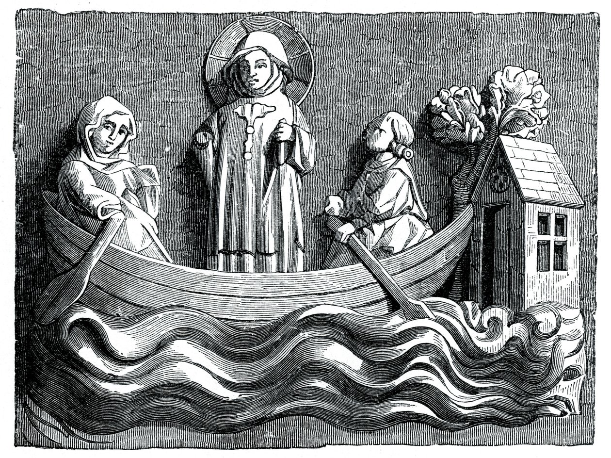 St Julian e St Basilissa, sua esposa, transportando Cristo em seu barco, século XIII 1870 de Unbekannt