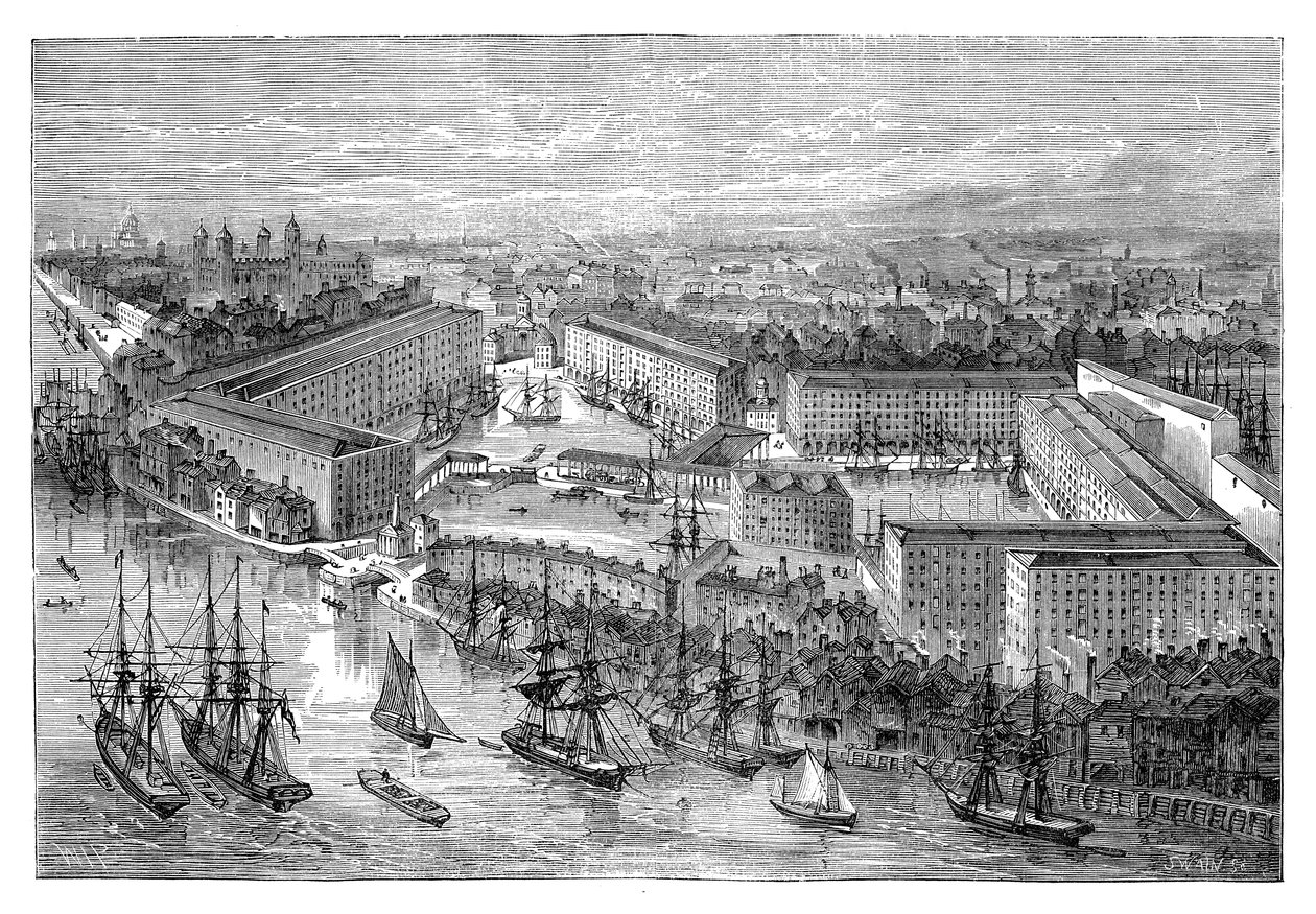 Docas de St Katherines, Londres, final do século XIX de Unbekannt
