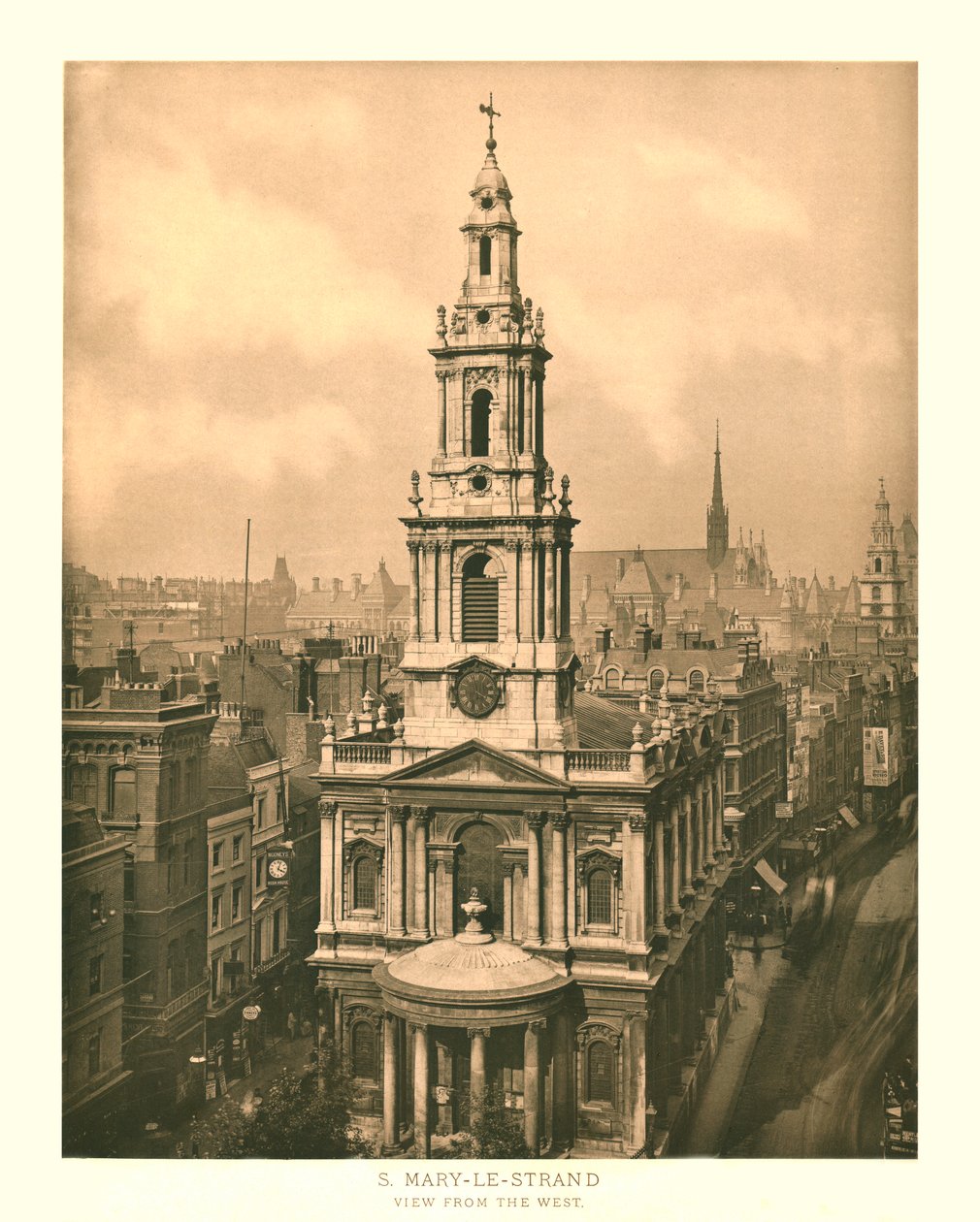 St Mary-le-Strand, vista do oeste, meados do século XIX. de Unbekannt