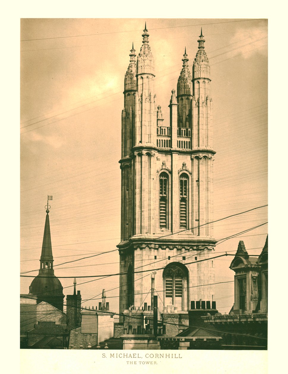 St Michael, Cornhill, a torre, meados do século XIX. de Unbekannt