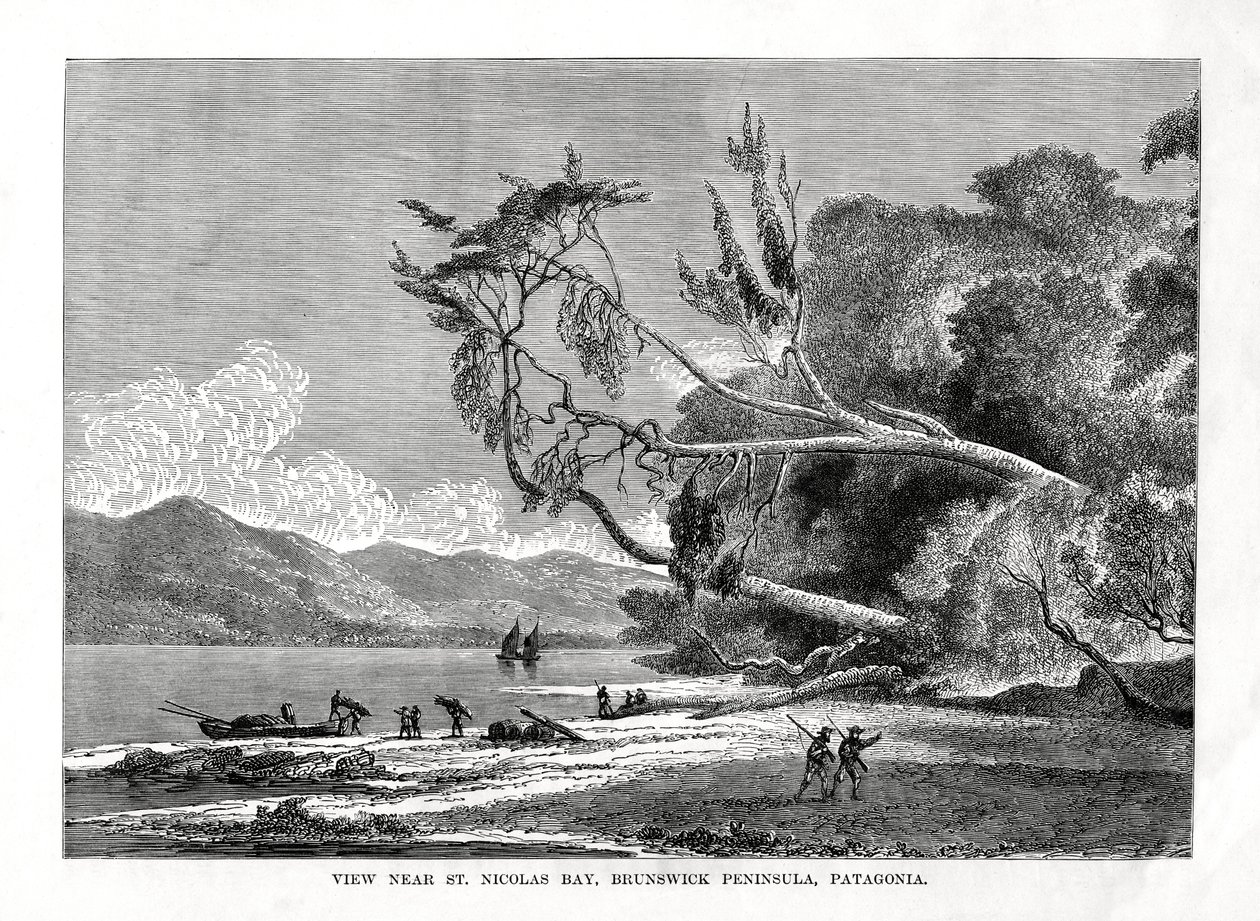 Baía de São Nicolau, Península de Brunswick, Patagônia, século XIX de Unbekannt