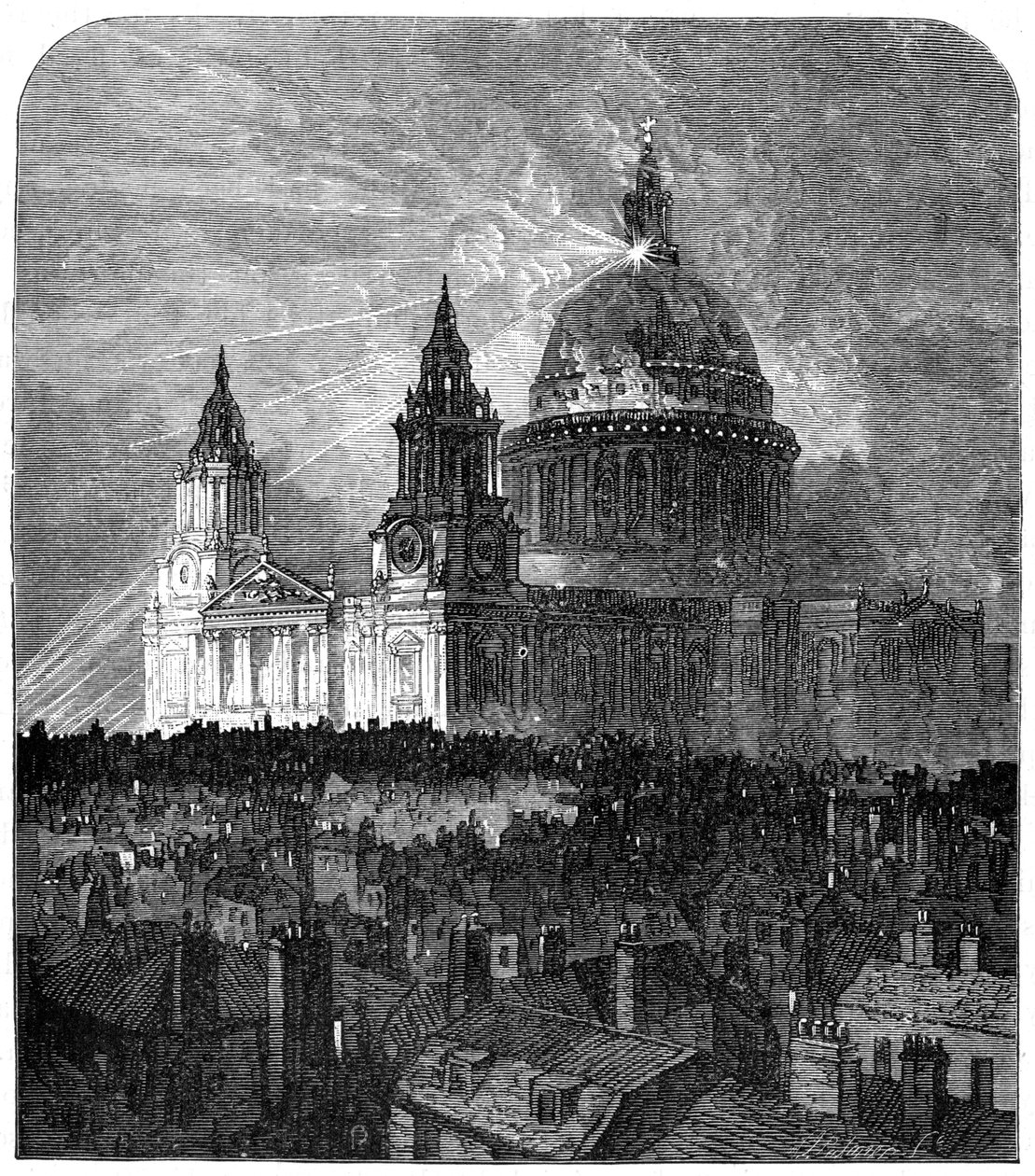 Catedral de St Pauls iluminada para o dia de ação de Graças, Londres, 1900 de Unbekannt