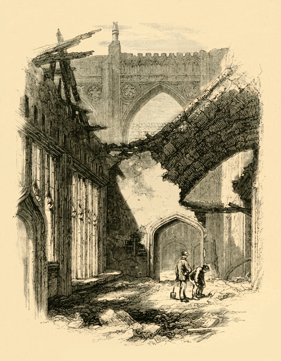 Capela de Santo Estêvão. - Interior após o incêndio, 1881. de Unbekannt