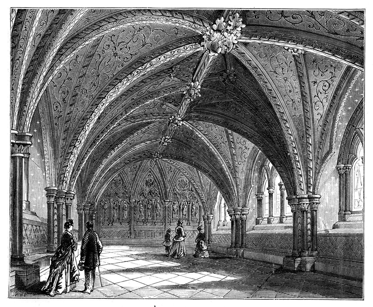 St Stephens Crypt, Palácio de Westminster, Londres, c1888 de Unbekannt