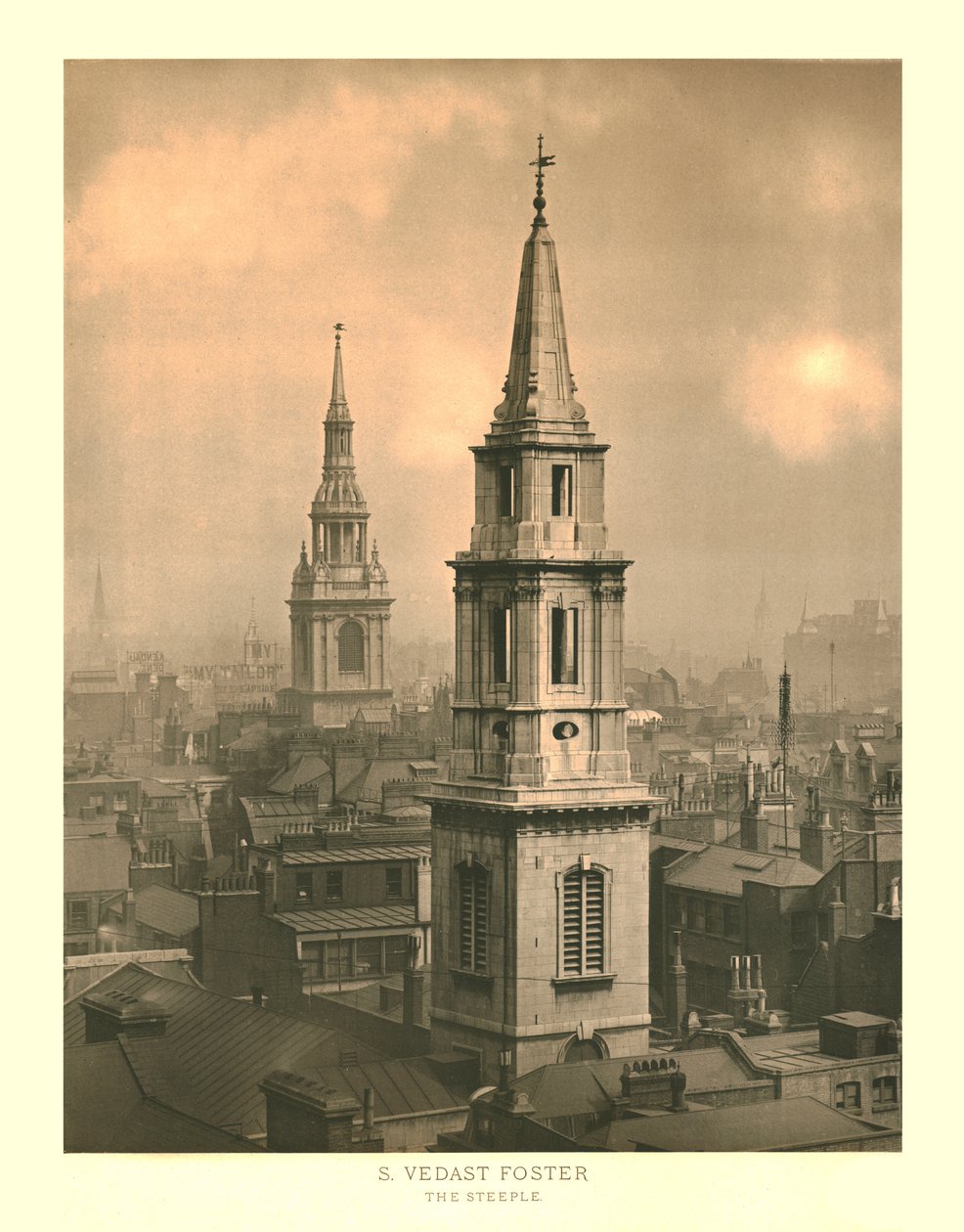 St Vedast Foster, The Steeple, meados do século XIX. de Unbekannt