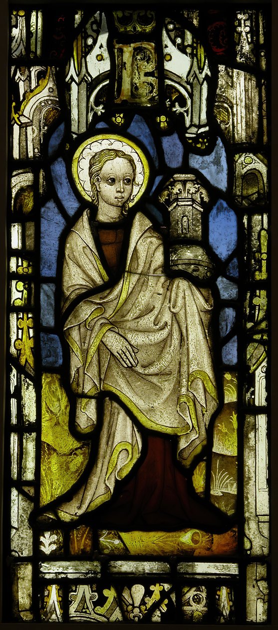 Painel de Vidro Manchado com St. Barbara, britânico, ca. 1450. de Unbekannt