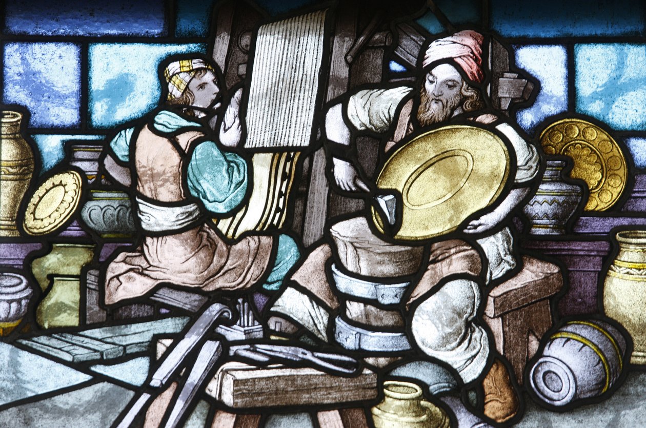 Vidro manchado: edifício do templo de Jerusalém, Budapeste, Hongrie de Unbekannt