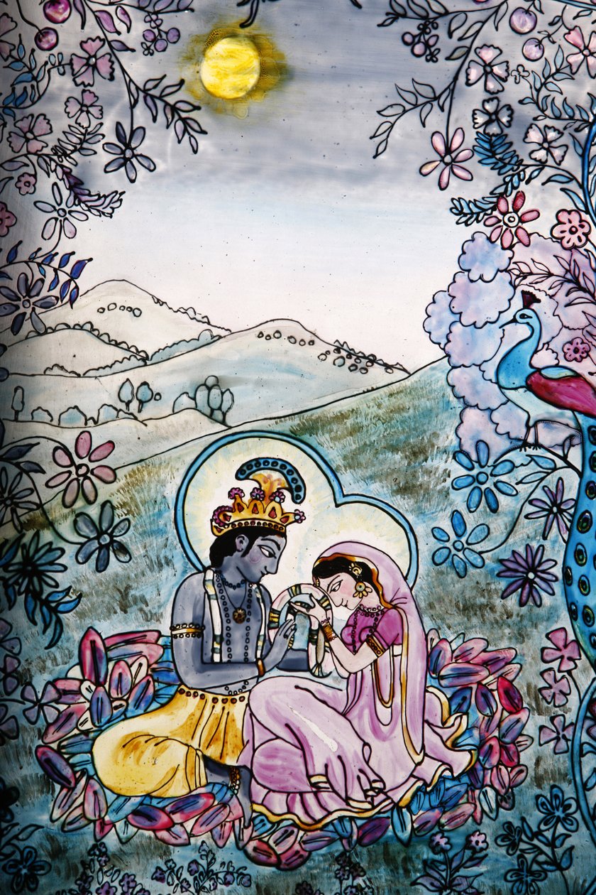 Vidro manchado no templo Iskcon: Krishna e Rada, Londres, Grande-Bretagne de Unbekannt