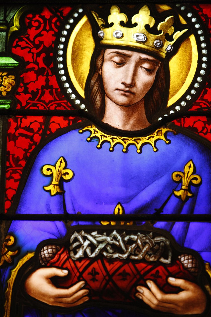 Vidro manchado na igreja de São Paulo, Lyon : São Luís carregando a coroa de espinhos, Lyon, França de Unbekannt