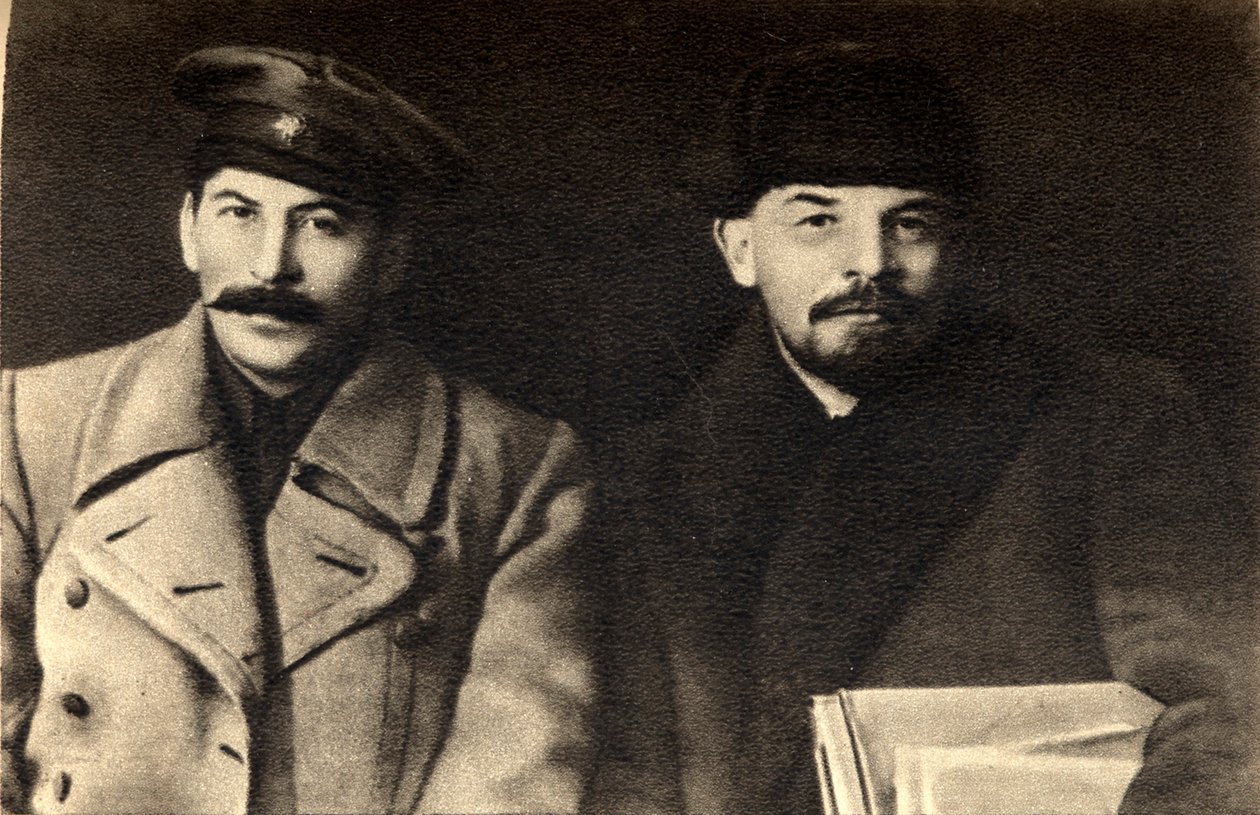 Stalin e Lenin, líderes revolucionários bolcheviques russos, Moscou, Rússia, 1919 de Unbekannt