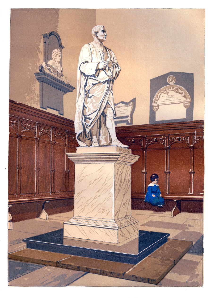 Estátua de Sir Isaac Newton na capela do Trinity College, Cambridge, c1850 de Unbekannt