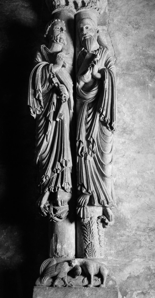 Estátua de São Pedro e escultura de São Paulo Anónimo. Catedral de San Salvador de Oviedo, Espanha, século XIII-XIV. de Unbekannt