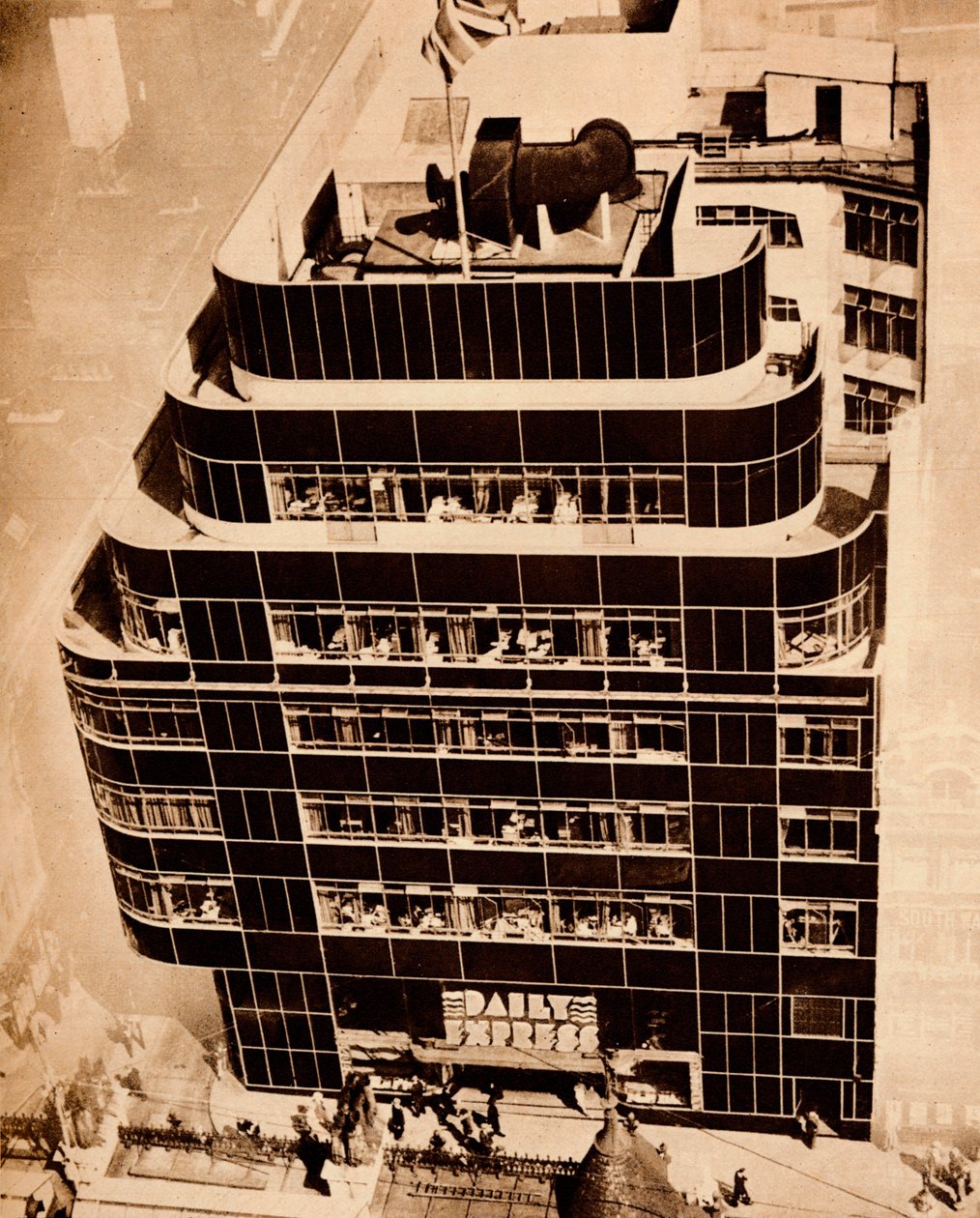 Aço, concreto e vidro, fabricam edifícios modernos, 1935. de Unbekannt