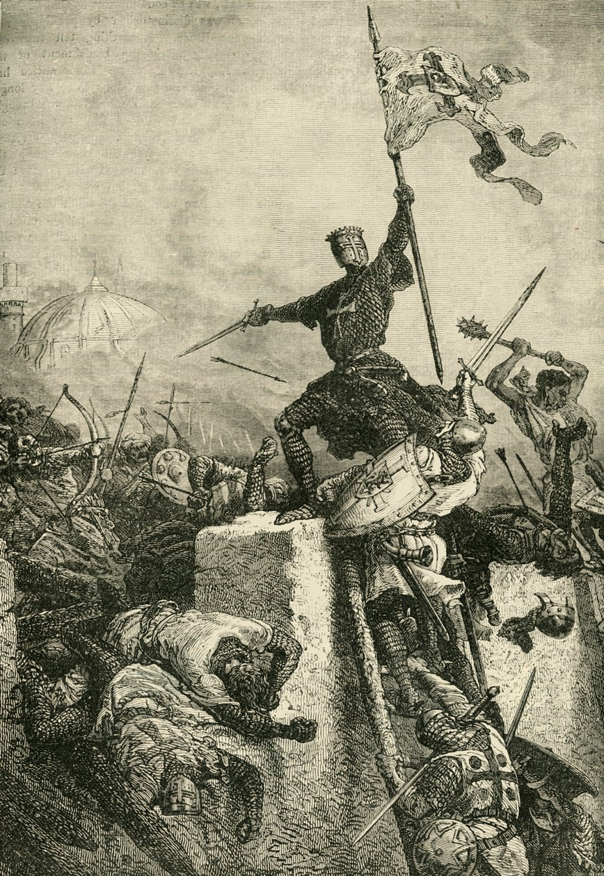 Ataque de Constantinopla por Baldwin, Conde de Flandres, 1204, 1890. de Unbekannt