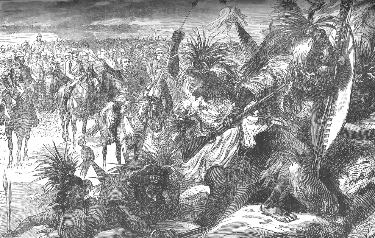 Invasão da fortaleza de Sekukunis: Sir Garnet Wolseley aplaudindo os Swazies, c1880 de Unbekannt
