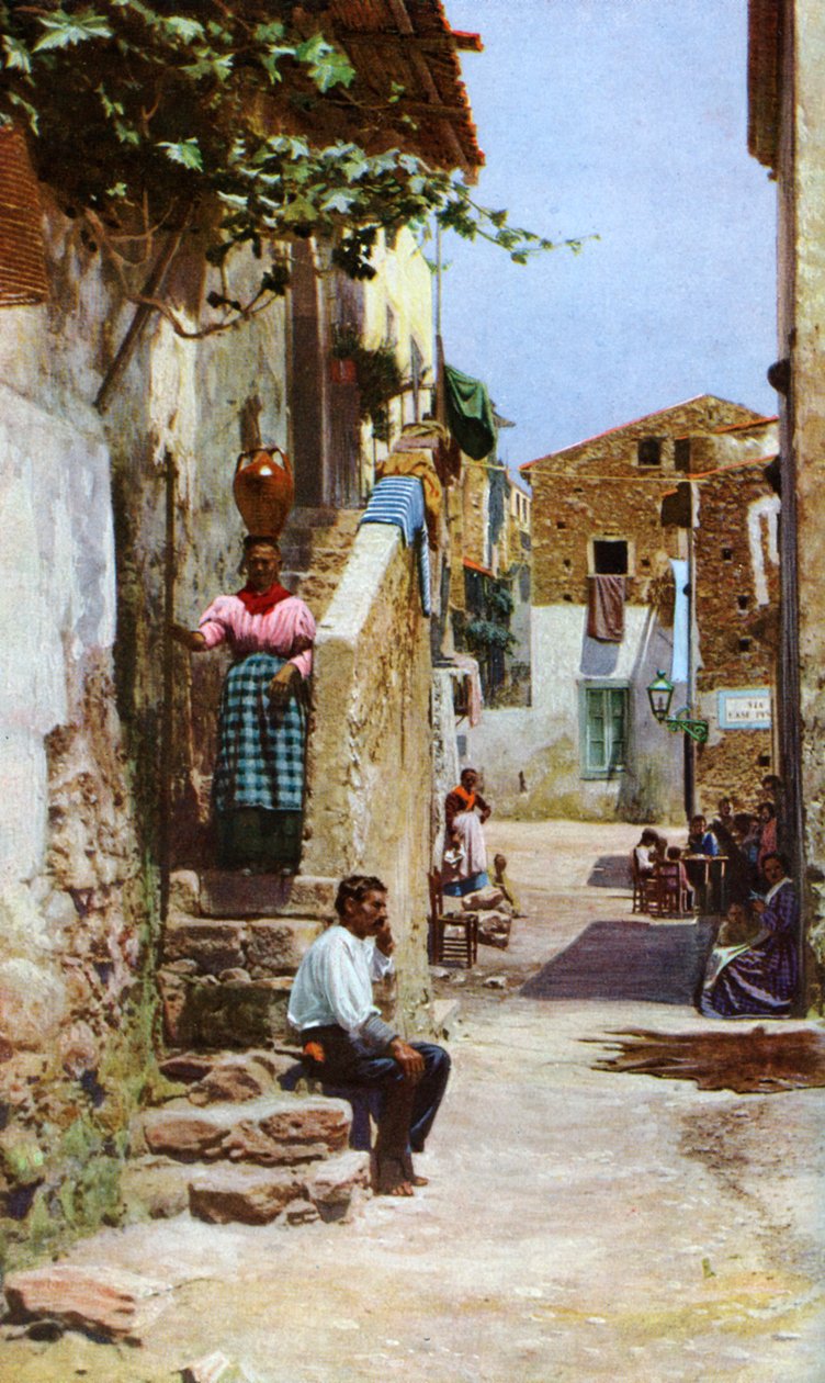 Cena de rua, Taormina, Sicília, Itália, c1923 de Unbekannt
