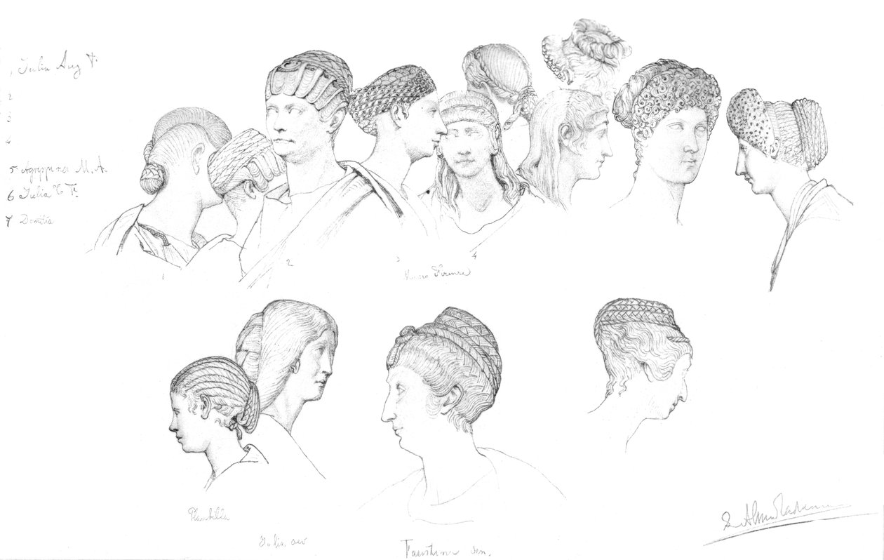 Estudos de cocares romanos no Museu Uffizi, Florença, c1880-1882 de Unbekannt