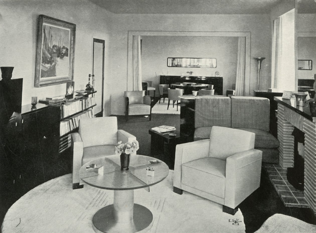Estúdio e sala de jantar em casa em Bruxelas, 1937. de Unbekannt