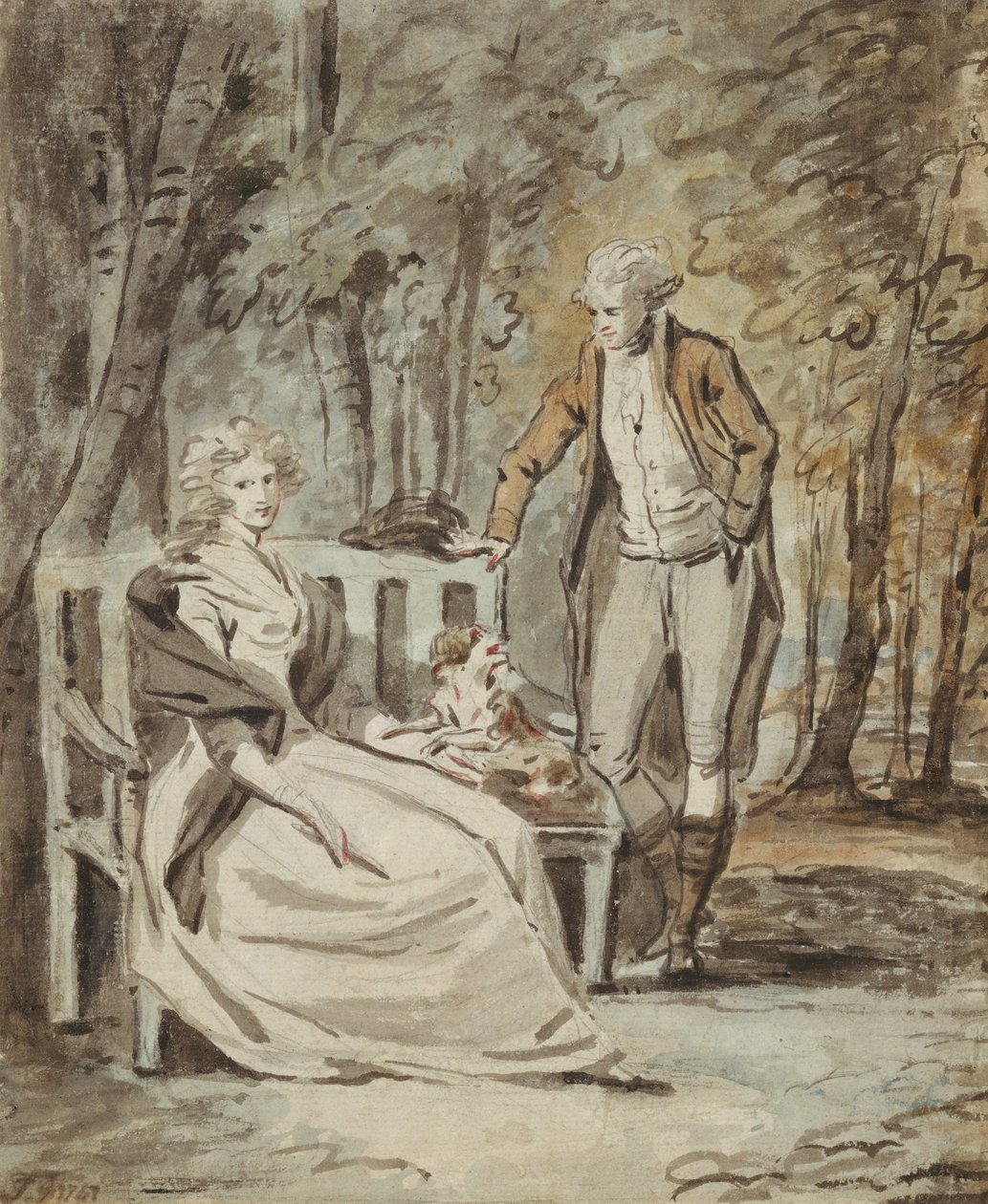 Estudo para um retrato: uma dama e um cavalheiro em um parque, ca. 1780. de Unbekannt