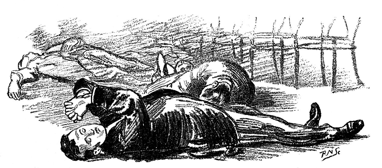 Indivíduos hipnotizados pelo som de um gongo, 1891 de Unbekannt