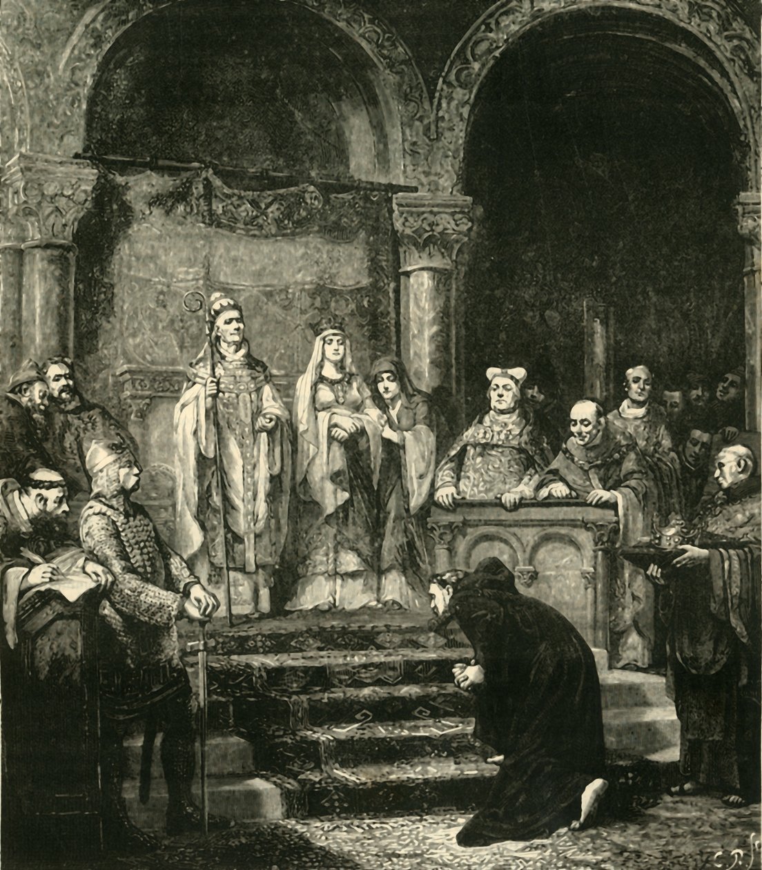 Apresentação de Henrique IV. Em Canossa, 1077, 1890. de Unbekannt