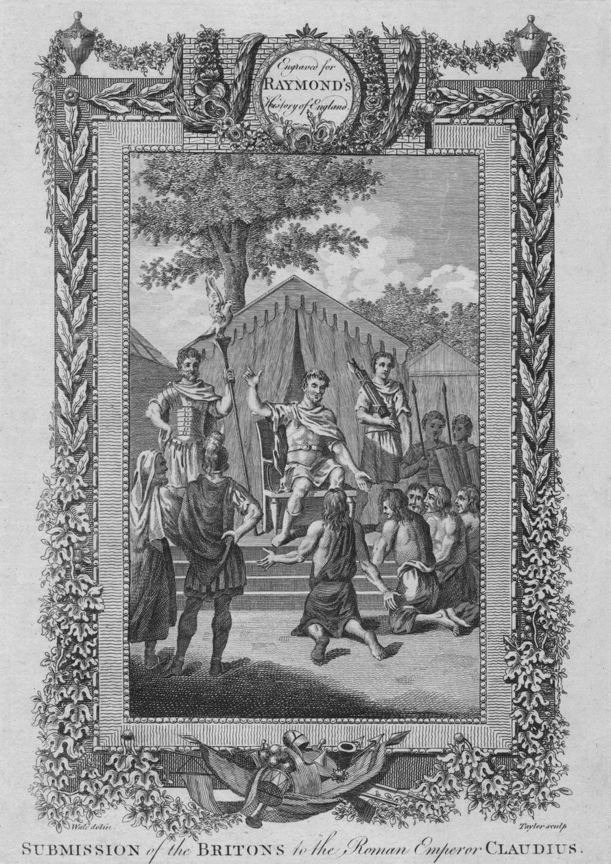 Submissão dos bretões ao imperador romano Cláudio, c1787 de Unbekannt