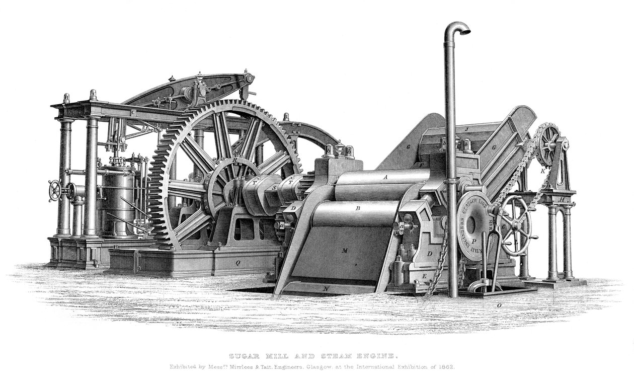 Moinho de açúcar e motor a vapor, 1866 de Unbekannt