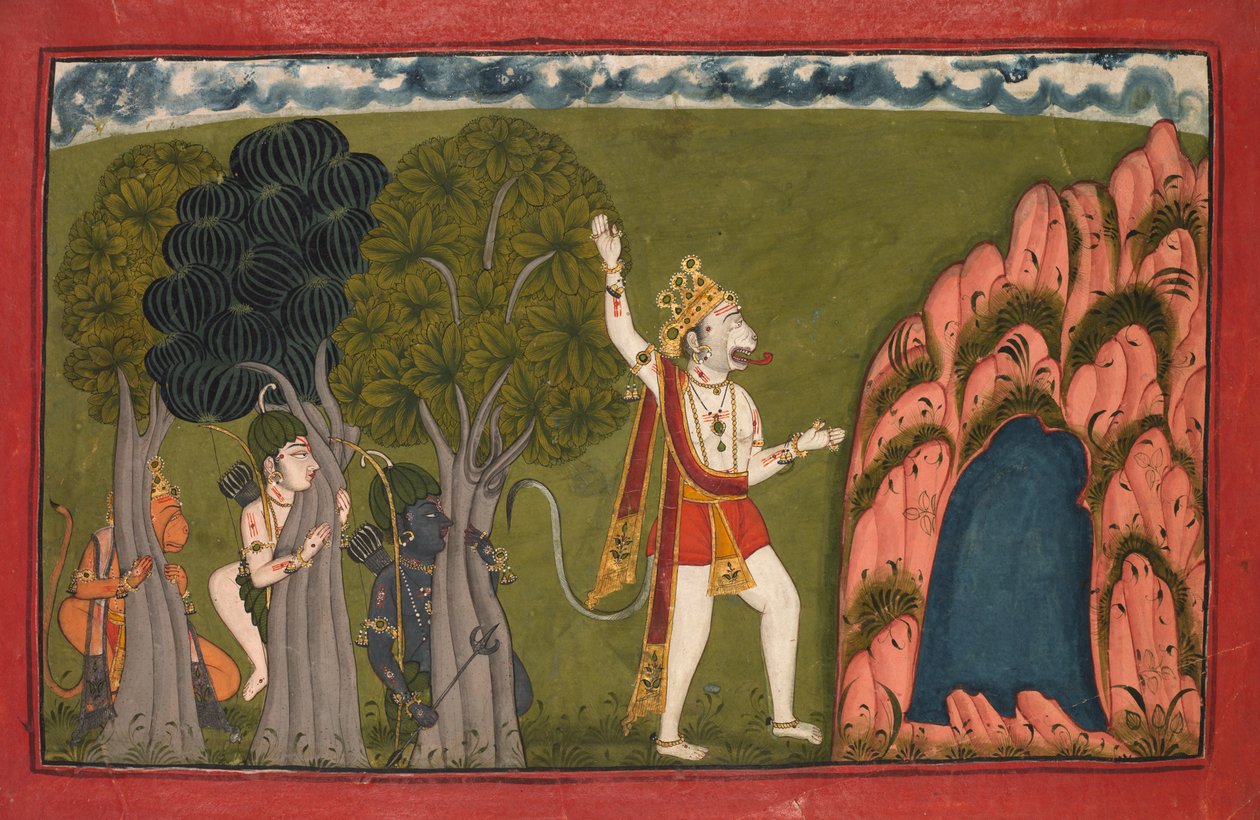 O General Macaco Sugriva Desafia seu Irmão Bali, c. 1720 de Unbekannt