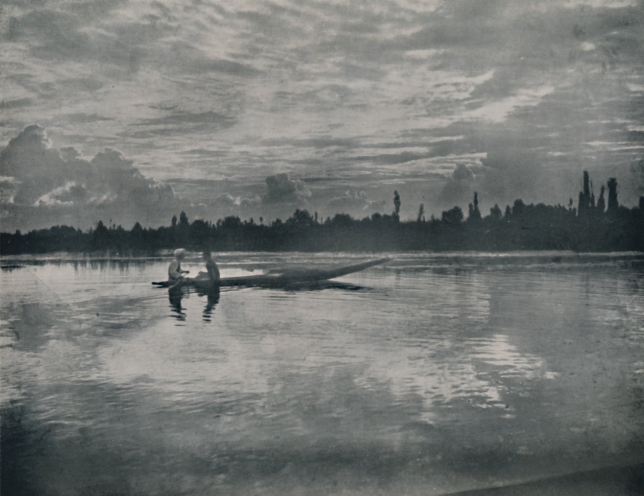 Pôr do sol no lago Dal, Caxemira, 1936. de Unbekannt