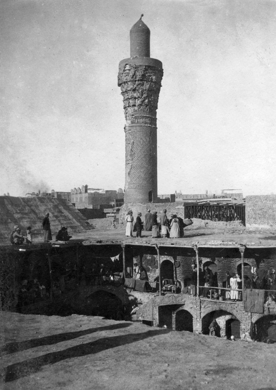 Mercado do Minarete Al-Ghazl, Bagdá, Iraque, 1917-1919 de Unbekannt