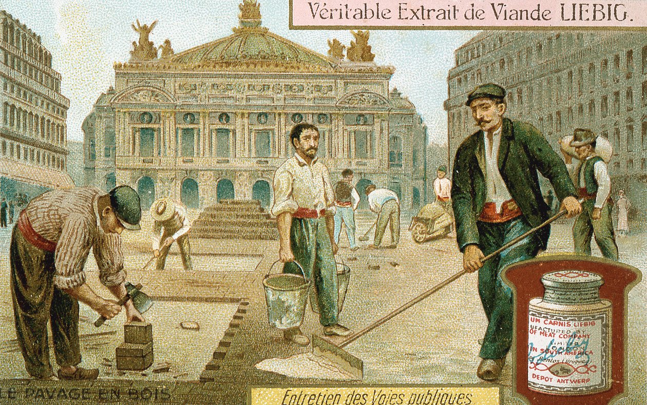 Superfície de uma rua de Paris com blocos de madeira, c1900 de Unbekannt