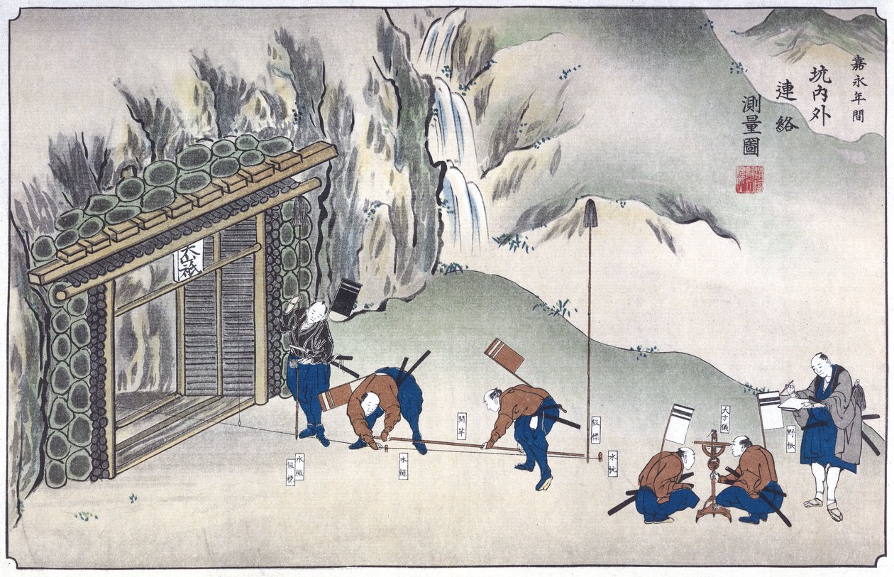 Levantamento da entrada de uma mina, Japão, c 1850 de Unbekannt