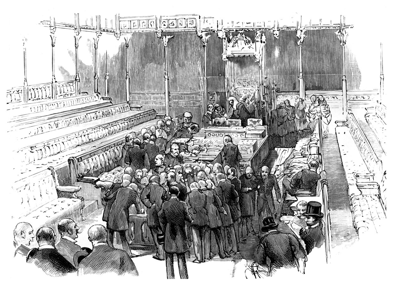 Juramento de deputados na Câmara dos Comuns, Westmister, Londres, c1905 de Unbekannt